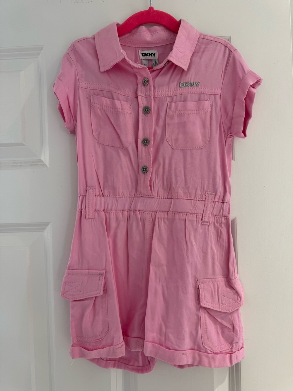 DKNY Pink Short Sleeve Cargo Shirt - ROMPER NWOT